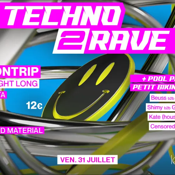 Affiche de l'événement Techno 2 Rave : JAKARTA + KATE + 7RTF + AELNA + TWISTED MATERIAL